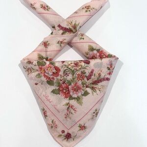 WOMEN HANDKERCHIEF RALPH LAUREN FLORAL Pink Woven COTTON POCKET SQUARE 20”